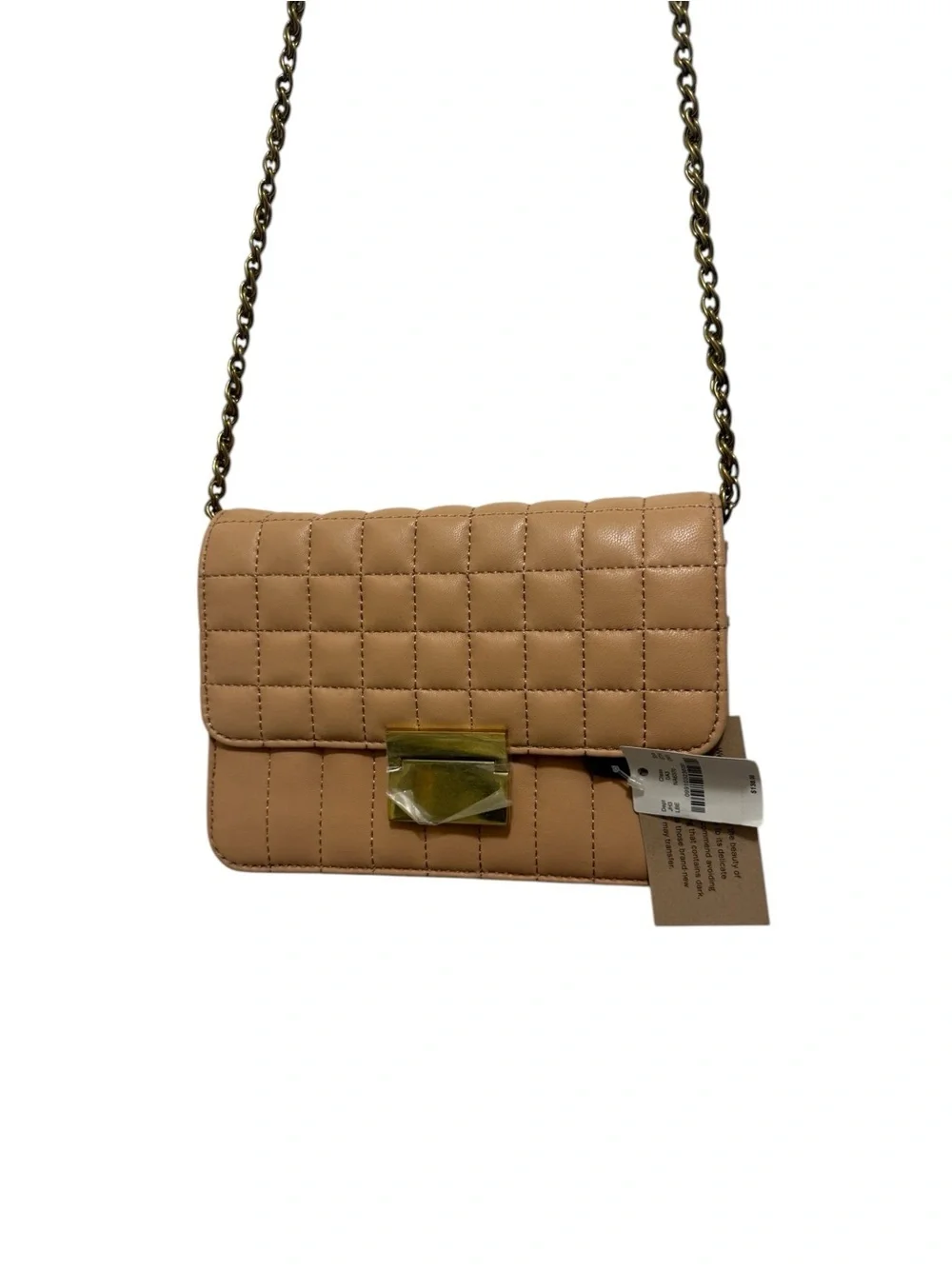 J.Crew Leather quilted crossbody  Shoulder Bag in Tan. Chain straps new + tag